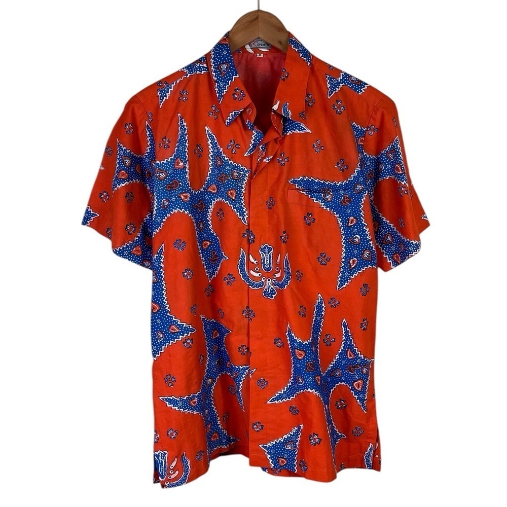 BF1552 Men’s Vintage Rara’s Retro Hawaiian Beach Button Down Shirt M